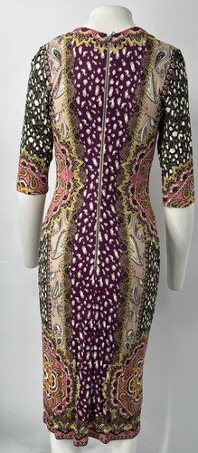 Alice+Olivia Delora Paisley Print 3/4 Sleeve Bodycon Midi Dress sz 10 - Picture 4 of 6