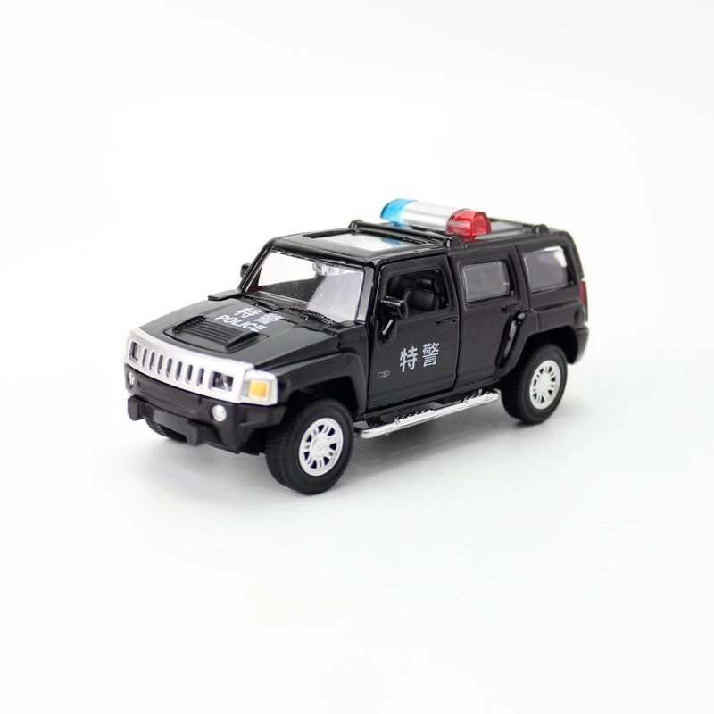 1:43 Diecast Hummer H3 Police SUV Metal Car Model Toy Pull Back Door Open Gift - Image 2 of 4