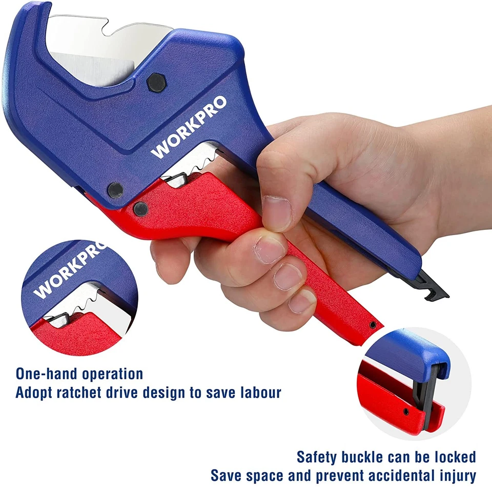 WORKPRO Ratchet PVC Pipe Cutter Up to 1-5/8 Plastic Pipe Tube Cutter Sharp Blade - Image 4 of 4