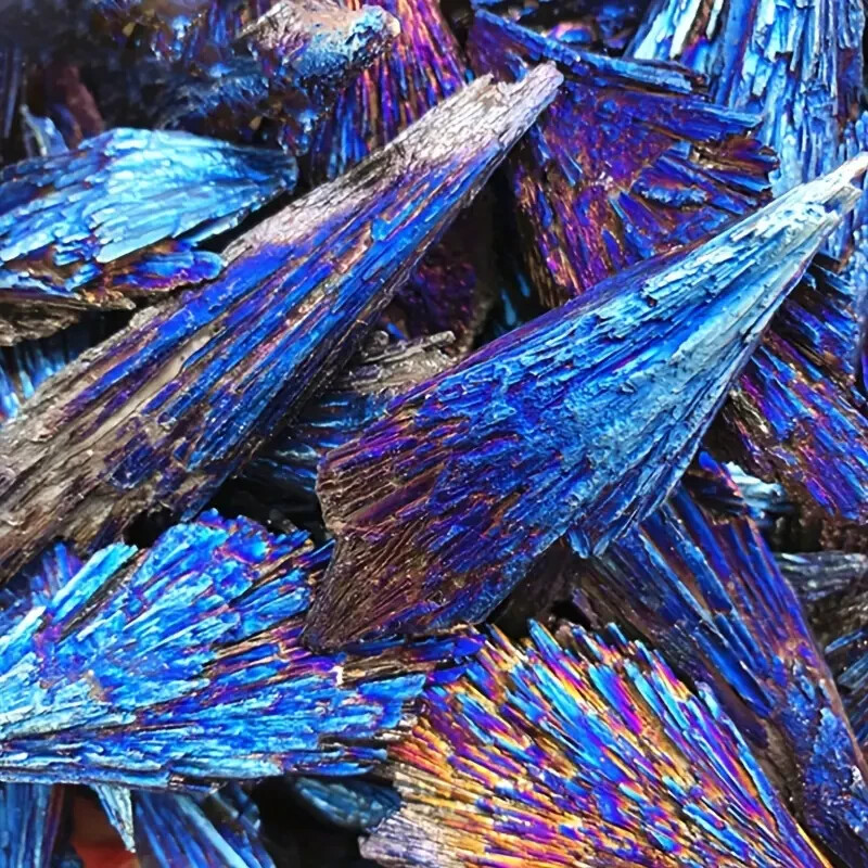 Natural Raw Rainbow Peacock Kyanite Cluster Titanium Quartz Crystal Specimens