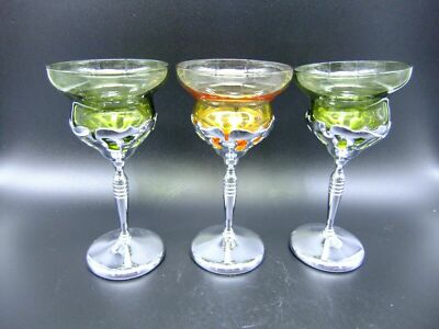 Vintage Morgantown Cocktail Glasses United Chromium Mid Century Trio Art Deco