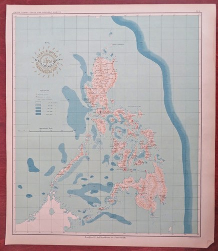 Philippines Mountains Orography Filipinas 1900 large color detail map - Picture 4 of 4