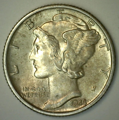 1944 D Mercury Dime Silver Uncirculated 10c US Coin Denver Mint