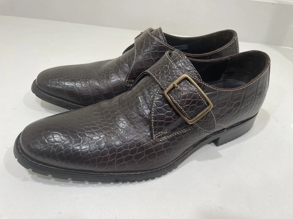 Cole Haan Croc Gator Embossed Brown Leather Men's 10.5M Shoes Great Condition - Image 4 of 4