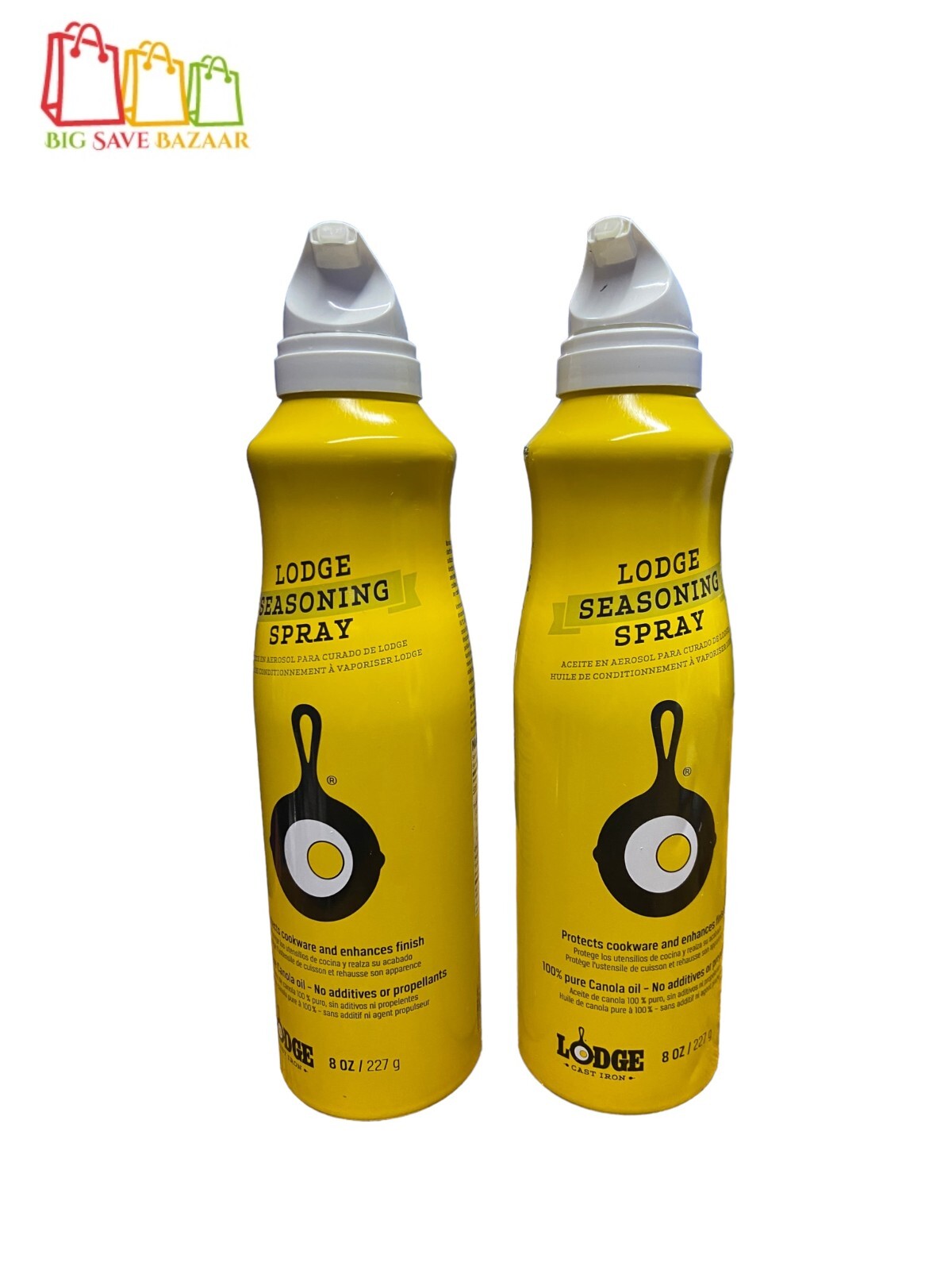 Lot of 2 Lodge Cast Iron ASPRAY Seasoning Spray 100 Pure Canola Oil