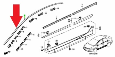 OEM Honda Civic Molding RH LH Drip Side Set 73158-SNA-013 73168