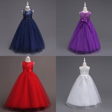 kids Girl Baby Princess Lace Dress Flower Party Pageant Prom Bridesmaid Wedding