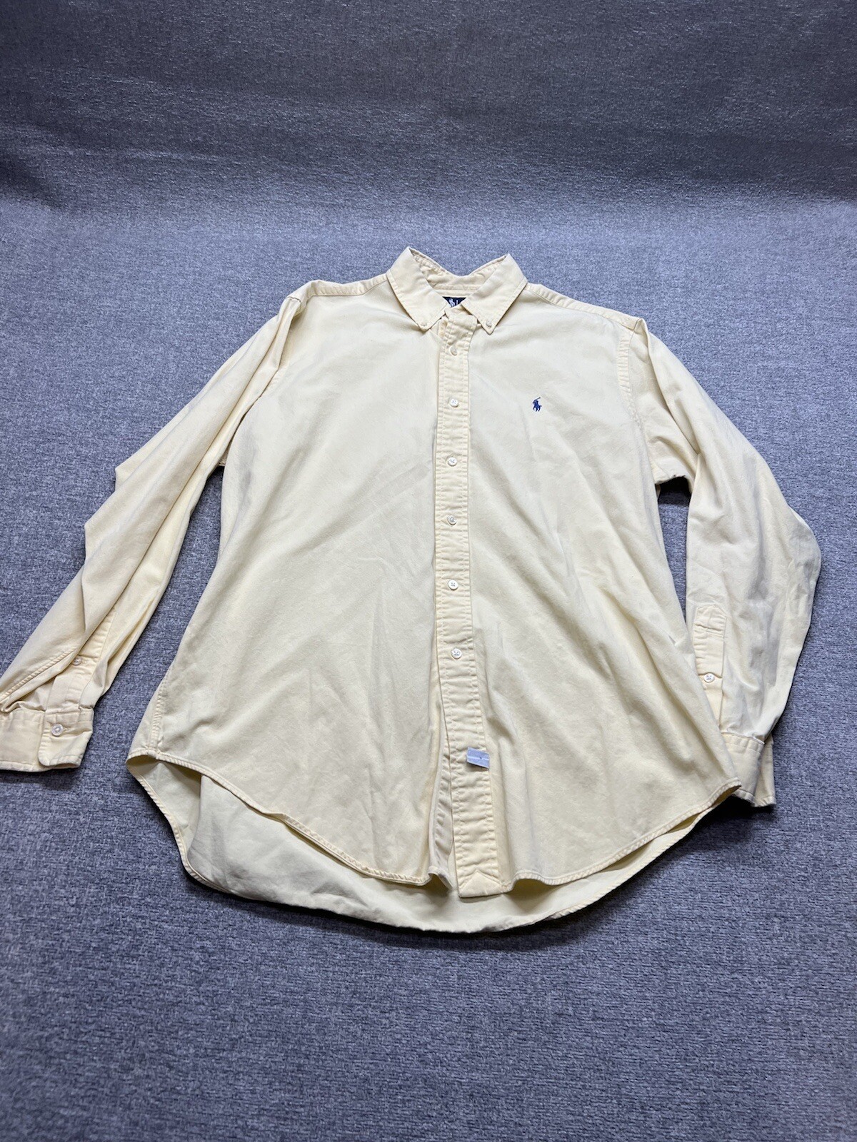 Camicia Ralph Lauren giallo cotone abbottonato blu pony uomo grande manica lunga