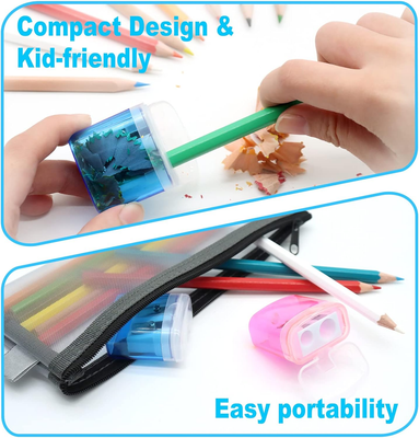 Crayon Sharpener Aylifu 4 Pcs Manual Pencil Sharpener Double Hole With Cover 4 Colors For Kids Home Office School Mini Pencil Sharpener