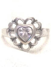 Vintage Sterling Silver Heart Ring Size 6.75 3.7g