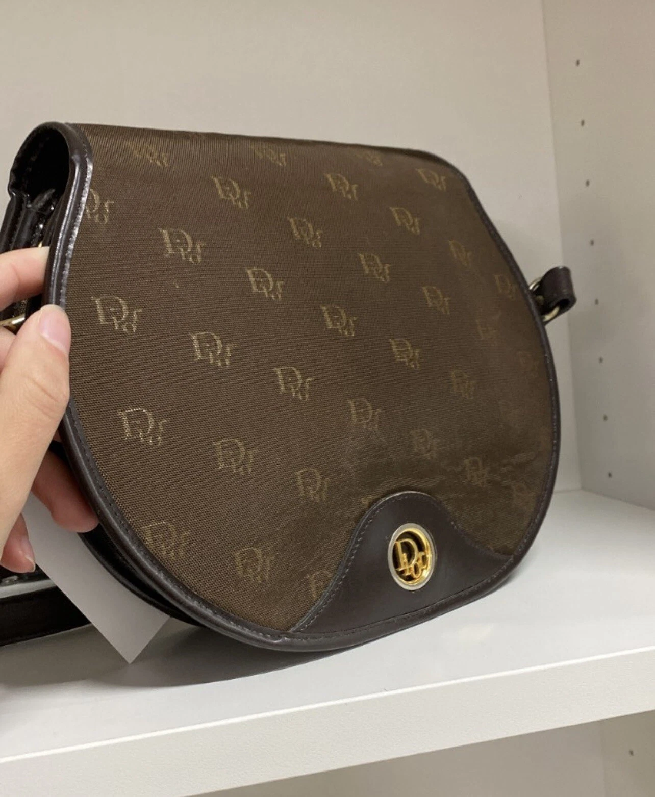 Rare Vintage Christian Dior Logo Marron Sac bandoulière
