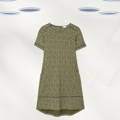 Ex Fat Face Women's Butterfly Simone Jersey Dress in Green UK