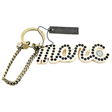 Marc Jacobs Signature Keychain - Cream with Black Crystals- BRAND NEW 