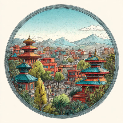XXL 30X30 Autoaufkleber Kathmandu Stadtlandschaft Aufkleber