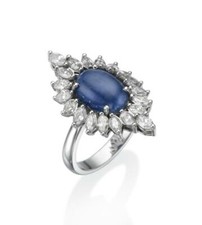 Amazing 5.20 Ct Oval Cut Blue Sapphire  Marquise Cut CZ Women's 935 Silver Ring