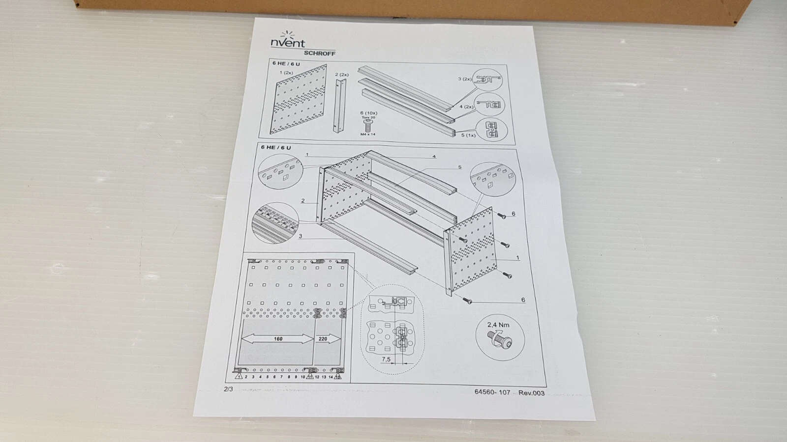 Schroff EuropacPRO user manual page with 3 U and 6 U assembly drawings