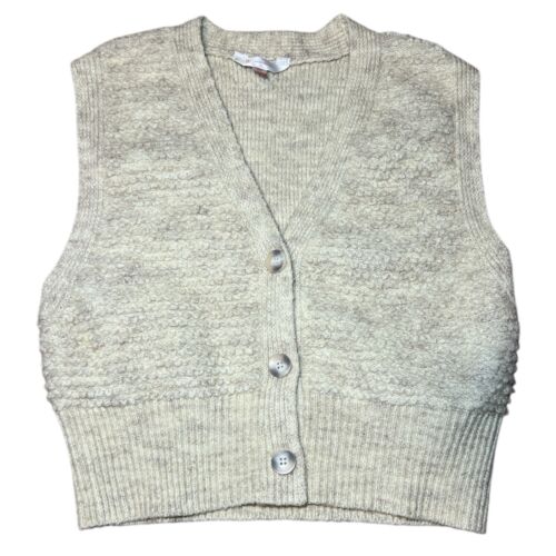 Women's Cropped V Neck Knit Sweater Vest Beige Jrs Sz Large No Boundaries Jrs