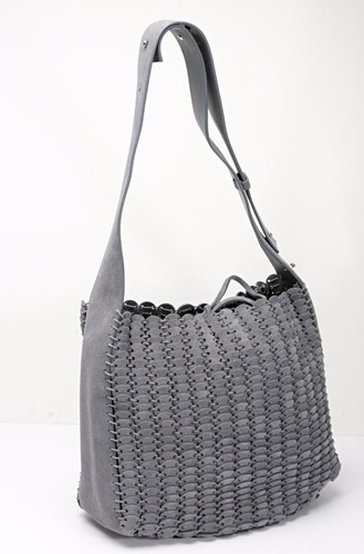 PACO RABANNE Mujer Gris Gamuza Eslabones Bolso de Hombro Bolso de Mano Cartera NUEVO - Imagen 2 de 8