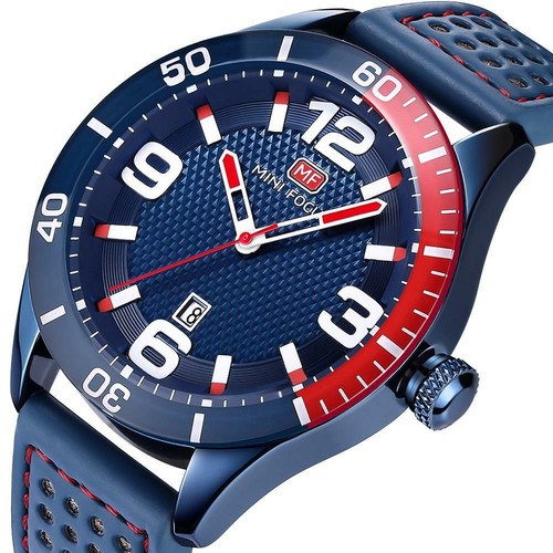 MINI FOCUS Watch Casual Military Stainless Steel Top Leather Watches Men Wrist L - 第 4/6 張圖片