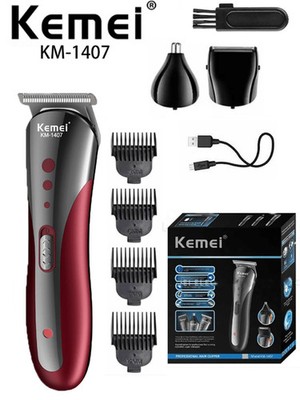 Kemei KM 1407 Elektrische Haarschneidemaschine 3 in 1 Pflegeset Rasierer Rasierer Nasentrimmer