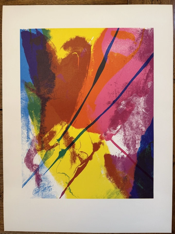 Paul Jenkins, Phenomena Tide Finder 1969, Litografía Firmada Placa Original Foto 2 de 3