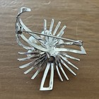 Faux Pearl Silver Tone Burst Swirl Pin Broach — photo 6