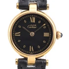 CARTIER Must Vendome Vermeil SM 590004 SV925 (GP) / Leather Ladies R#146324