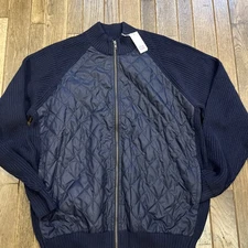 NWT Cutter & Buck Mens Quilted Sweater Jacket Full Zip 2XL XXL Navy Blue