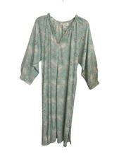 Oscar de la Renta Blue Vintage Floral Half Zip Nightgown Slip Dress Size M