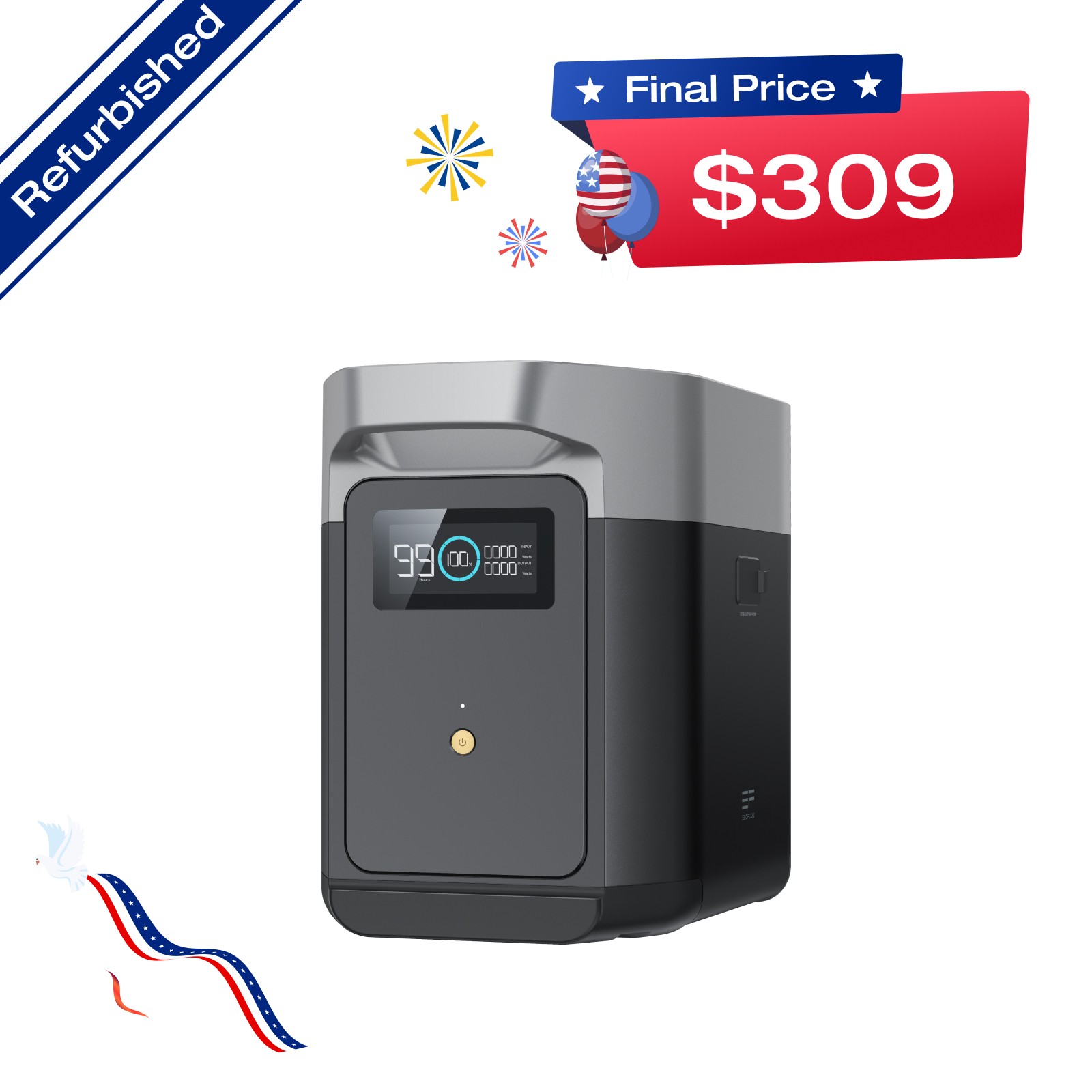 EcoFlow DELTA 2 Smart Generator Extra Battery 1024Wh Certified Refurbished, LFP