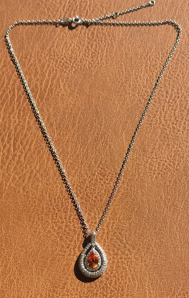 Collar Colgante Epifanía Plata Platino Revestido Diamonique Espesartina Granate Foto 2 de 4