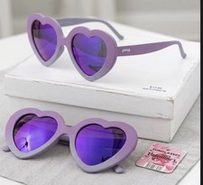 Heart Shaped Sunglasses Purple Ombr  Mirrored UV400 Protection Women Girls Party