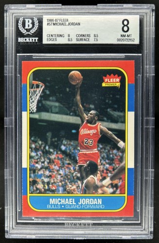 1986-87 Fleer Michael Jordan Rookie RC #57 Bulls BGS 8