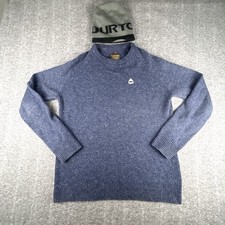 Burton Wool Blend Gus Sweater Mens Sz L Navy Crew Neck Pullover  Burton Beanie