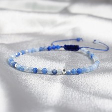 Blue Aventurine Crystal 3mm Tiny Beads Gemstone Healing Calming Women Bracelet