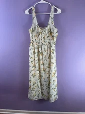 Sincerely Jules Women’s Size Medium Milkmaid Long White Sun Dress Lemon Pattern