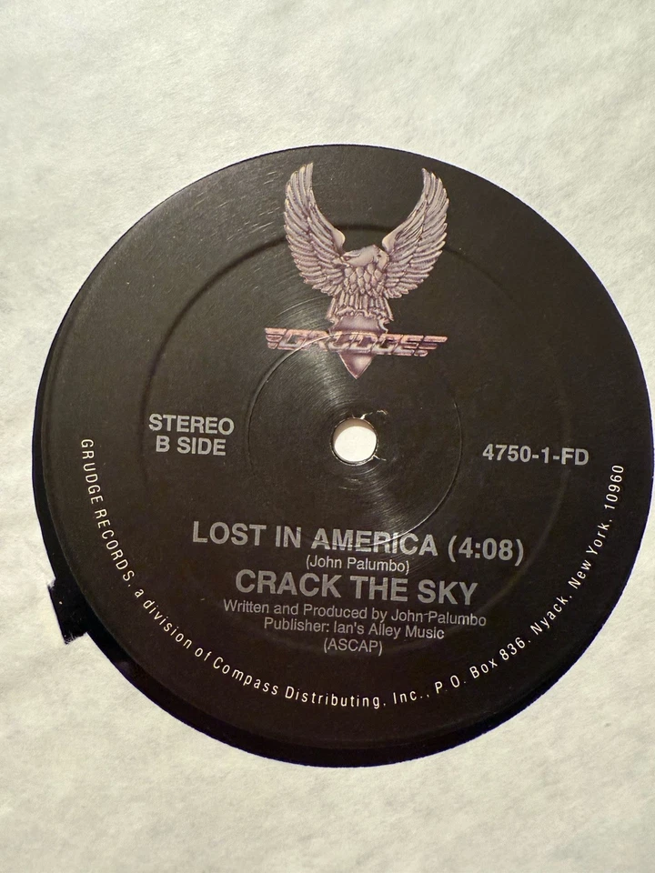 Crack The Sky ‎“Lost In America” PROMO 12" Vinyl Single Grudge Records 1989 - Image 4 of 4