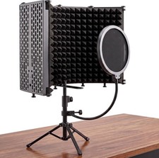 Studio Microphone Isolation Shield 5-Panel with Pop Filter & Tripod Stand