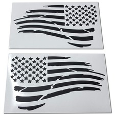 Pair of Waving USA American Flag Decal Sticker Die-Cut Subdued Car Truck 4" ...