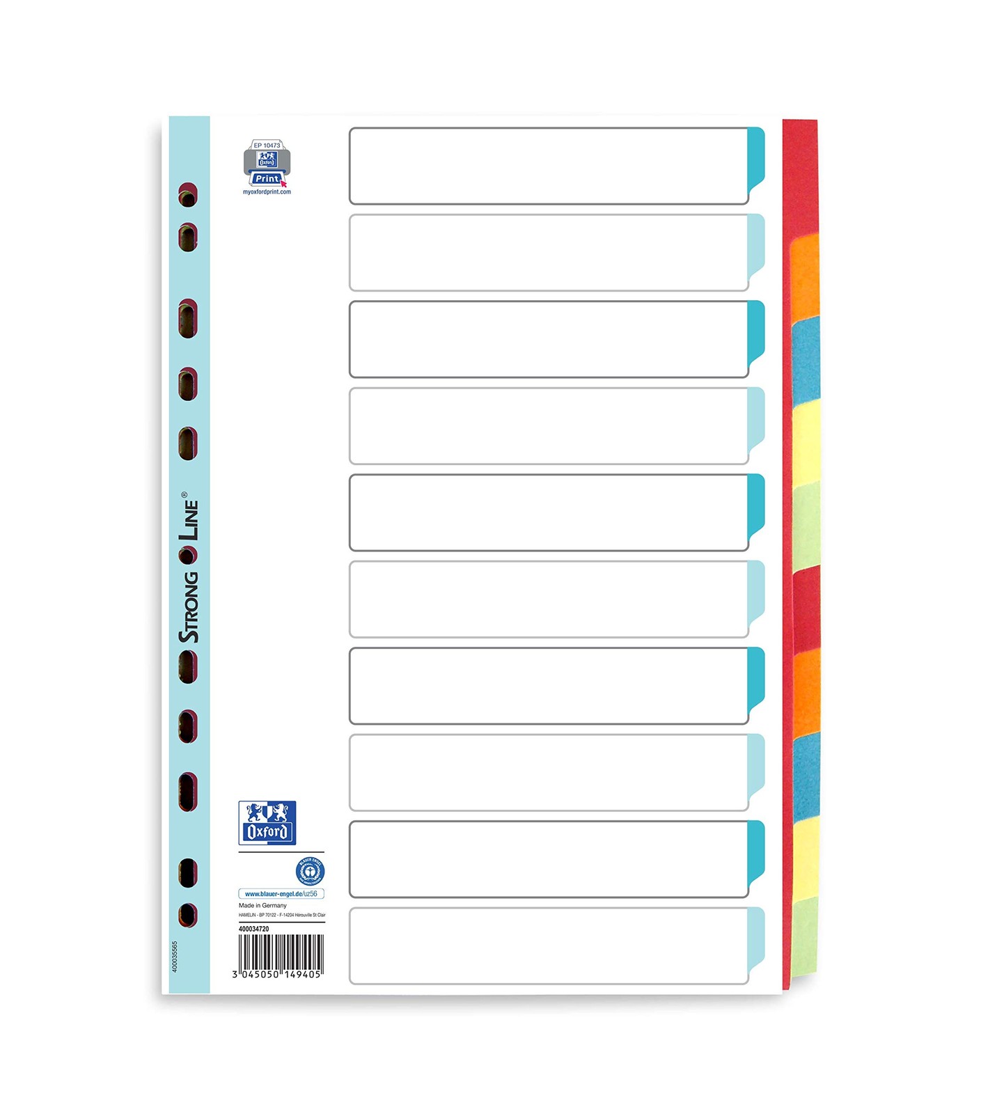 Elba Cardboard Register Strong-line Blank 10 Sheets 1 Register 1 Register Bla 3790₽