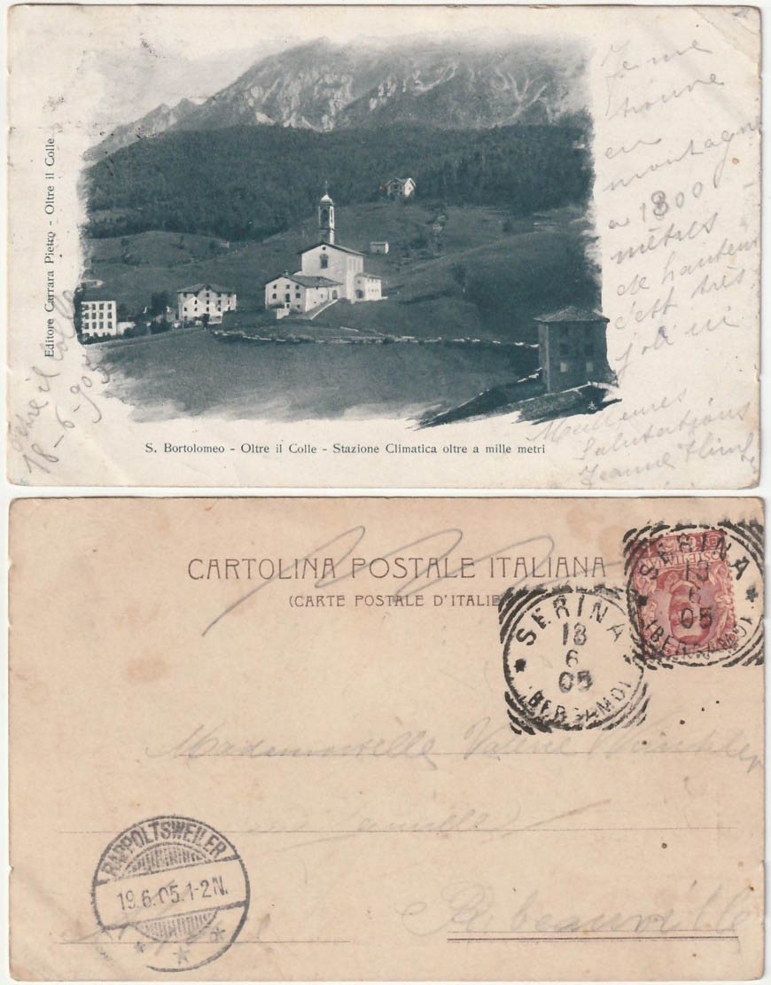 S. BORTOLOMEO - OLTRE IL COLLE - BERGAMO - VIAGG. 1905 -45666-