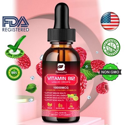 Natural Vitamin B12 Liquid Sublingual Extra Strength Energy & Immune Support