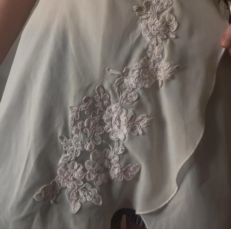 Crema y Blanco Encaje Lencería Slip Vestido Blanco y Rosa Lencería Slip Babydoll Foto 4 de 4