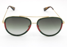 GUCCI 57MM Aviator Green Red Unisex Sunglasses with Light Grey Lens GG0062S 003