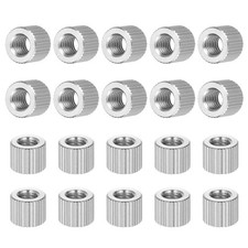 20pcs M6 Knurled Thumb Nuts Steel Flat Head Through Hole D10mm x H8mm