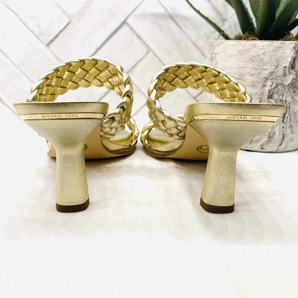 "Tacones Michael Kors trenzados dorados/platino de 3"" | talla 8" Foto 3 de 4