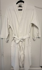 Oxford White Waffle Weave Kimono Style Bathrobe Bridal Wedding Spa Large XL