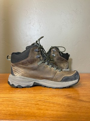 Merrell Forestbound Mid Hiking Boots Mens 9 Brown Leather Waterproof All Terrain