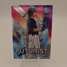 Bowman 2021 Chrome Futurist Zac Veen Mojo refractor Insert #FUT-ZV Rockies star!