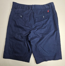 Polo Ralph Lauren Navy Blue Boys Flat Front Chino Shorts Red Pony Size 20